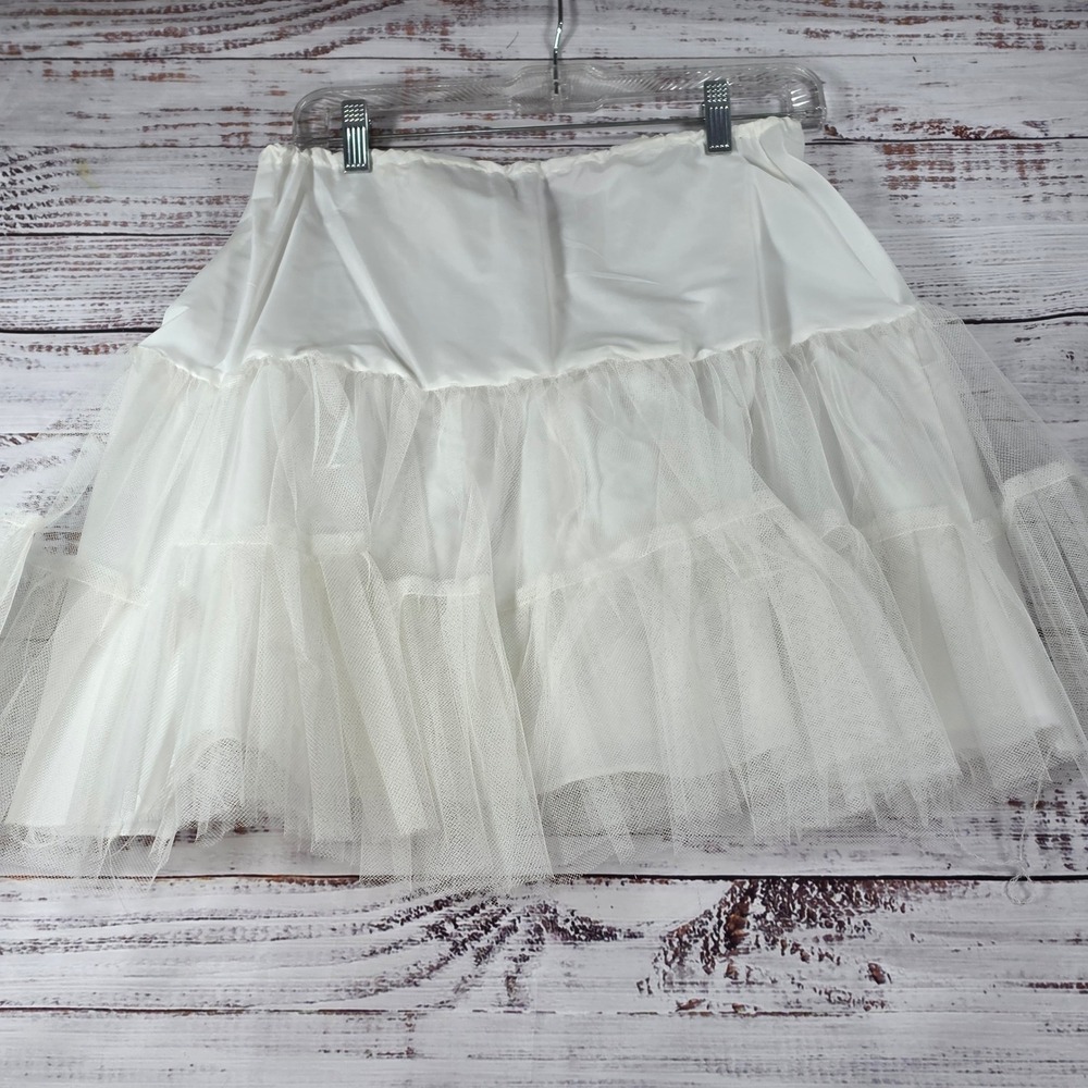 White Tulle Crinoline Petticoat Kids Size 4 Tiered Ruffle Underskirt Drawstring
